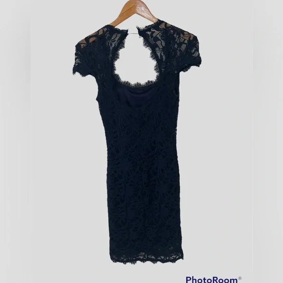 Navy blue lace mid length dress - small - Picture 2 of 3